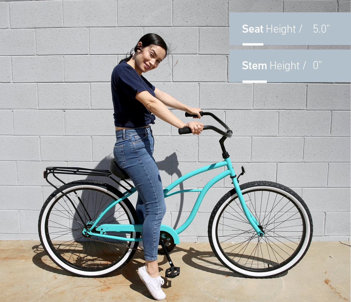sixthreezero NEW Around the Block Women's 26" Single Speed Beach Cruiser Bicycle with Rear Rack
