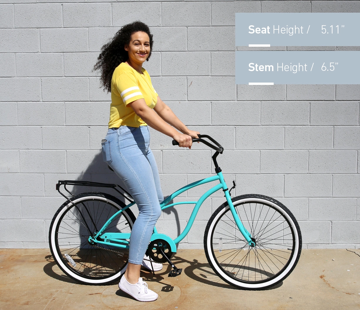 sixthreezero NEW Around the Block Women's 26" Single Speed Beach Cruiser Bicycle with Rear Rack