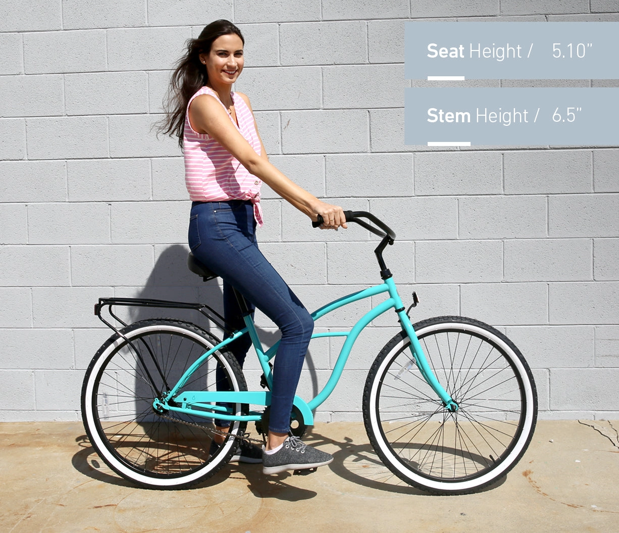 sixthreezero NEW Around the Block Women's 26" Single Speed Beach Cruiser Bicycle with Rear Rack