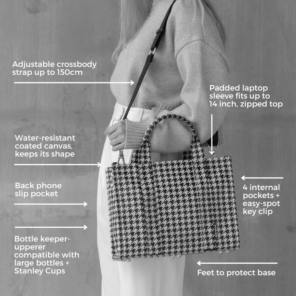 Small Bon Vivant Structured Tote Bag -- Navy Floral