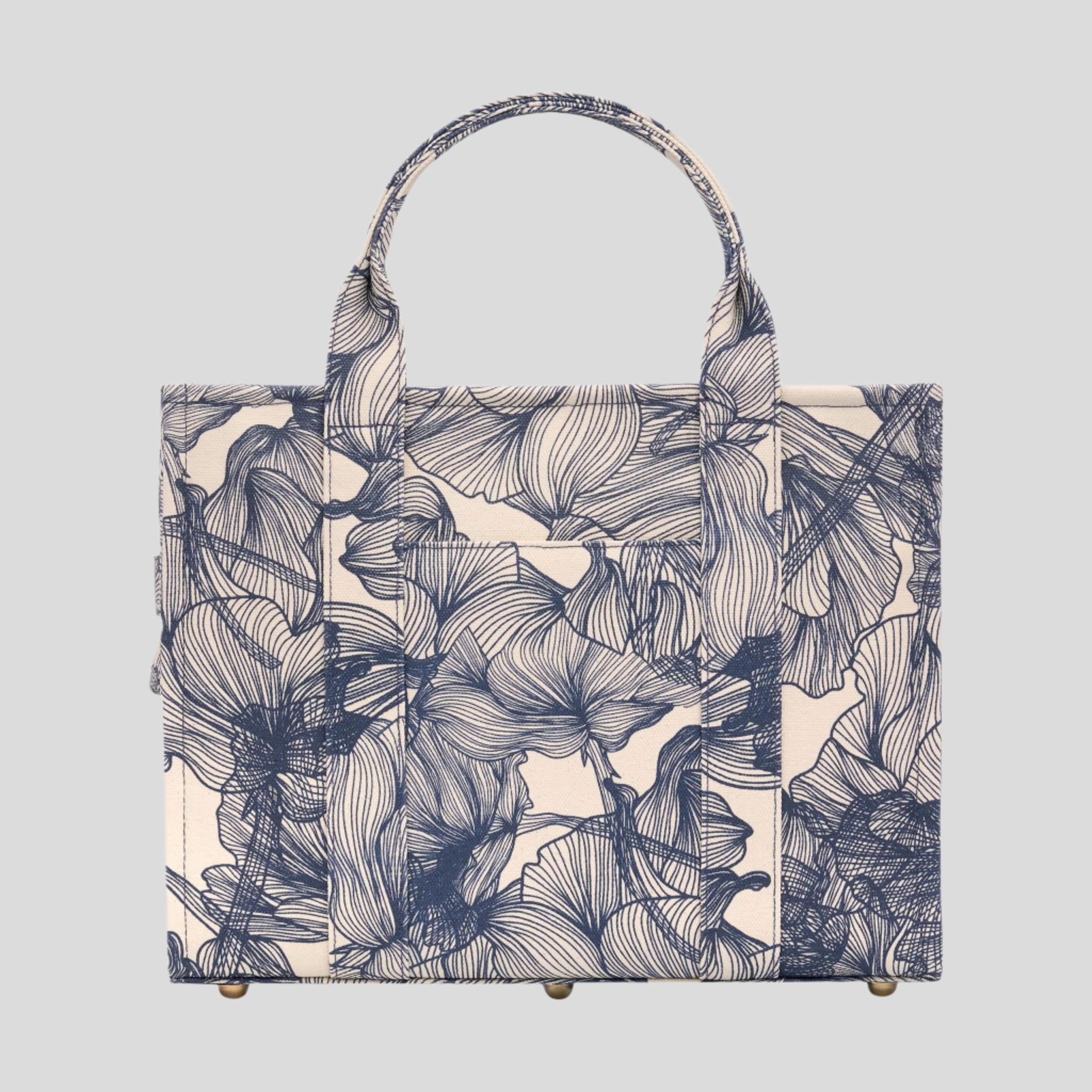 Small Bon Vivant Structured Tote Bag -- Navy Floral
