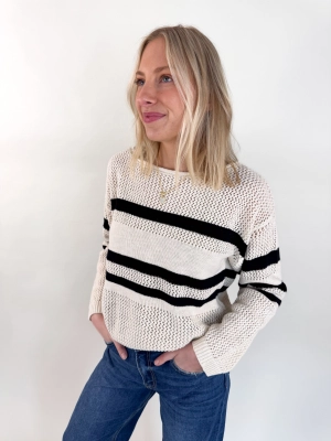 Sporty Stripe Open Knit Sweater