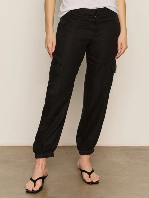 Take Over Linen Jogger Standard Rise Pant Black