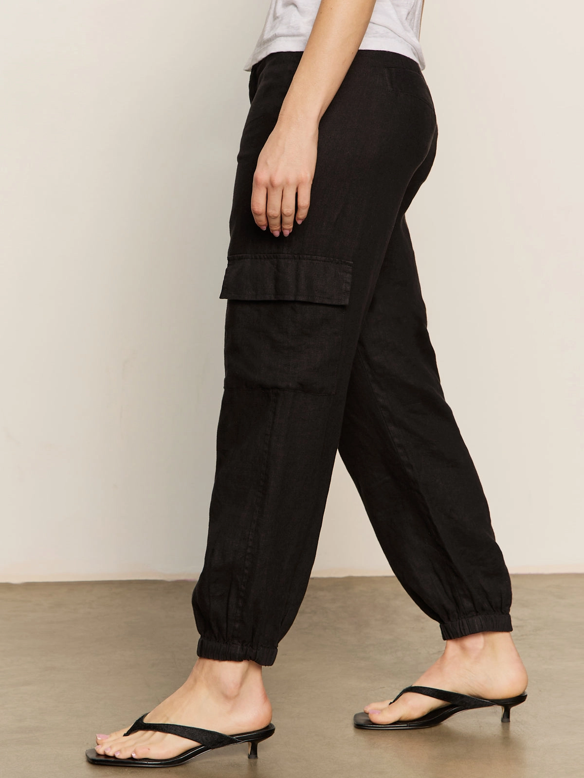 Take Over Linen Jogger Standard Rise Pant Black