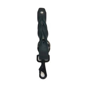 Teal Full Grain Braided Leather Keychain - Made in Canada