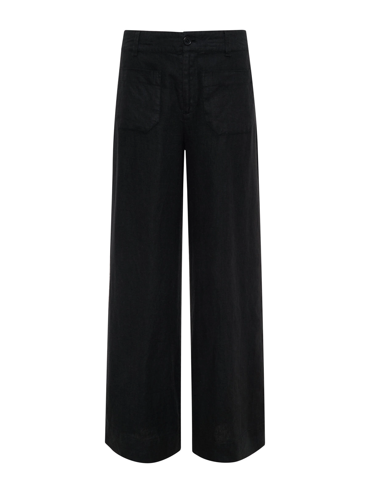 The Linen Marine Wide Leg Semi-High Rise Pant Black