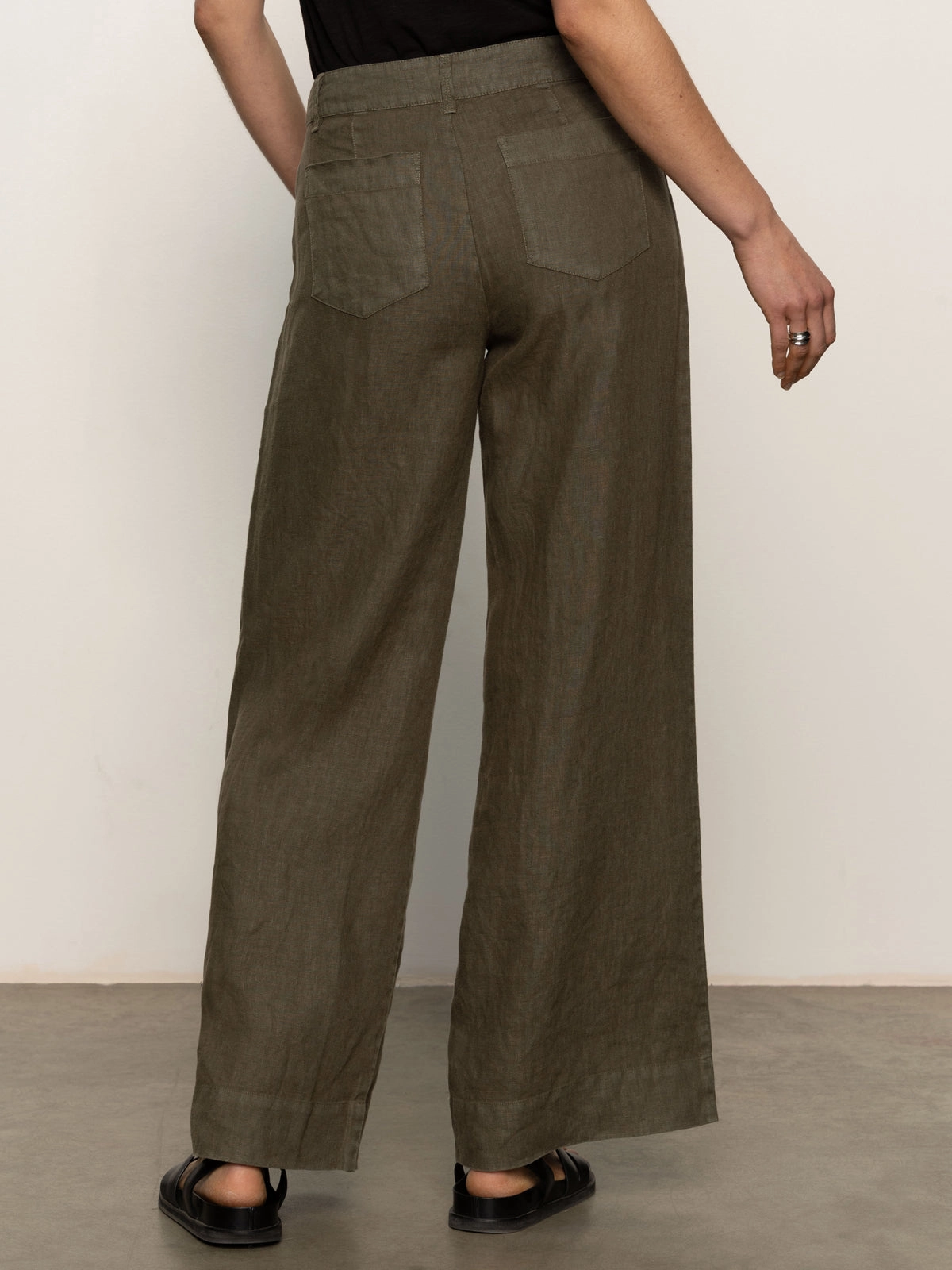 The Linen Marine Wide Leg Semi-High Rise Pant Kalamata
