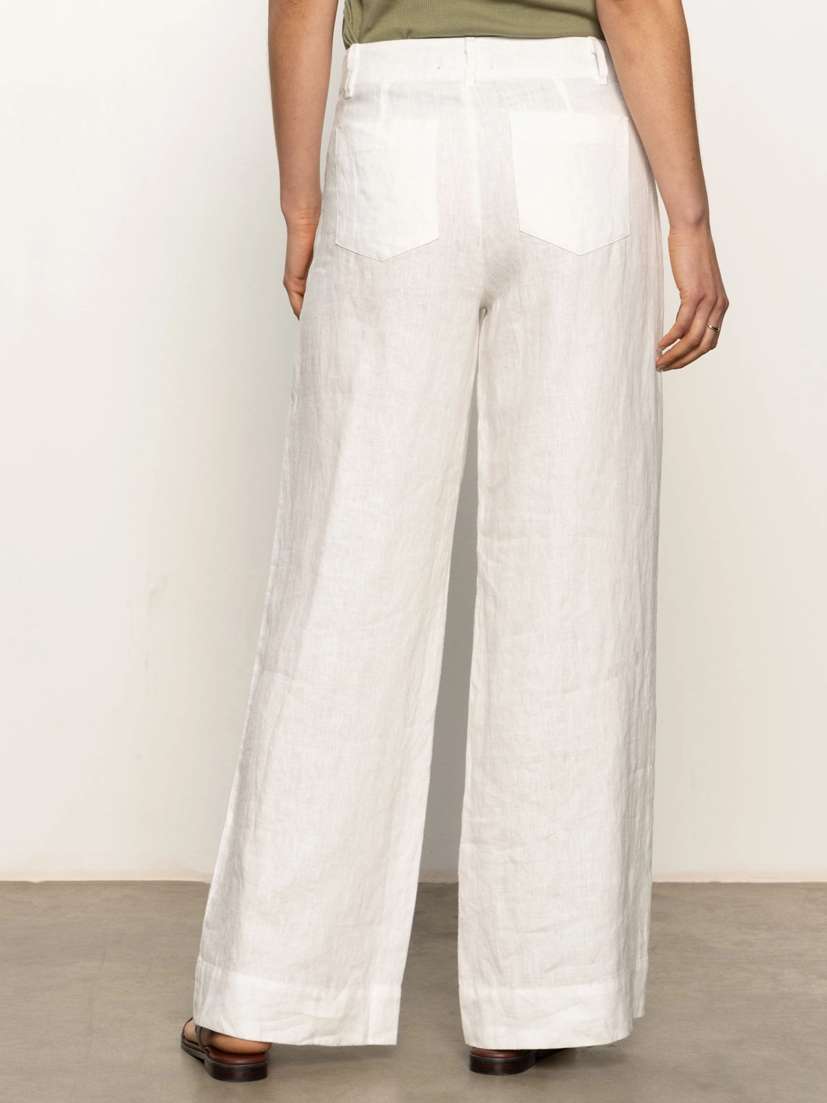 The Linen Marine Wide Leg Semi-High Rise Pant White