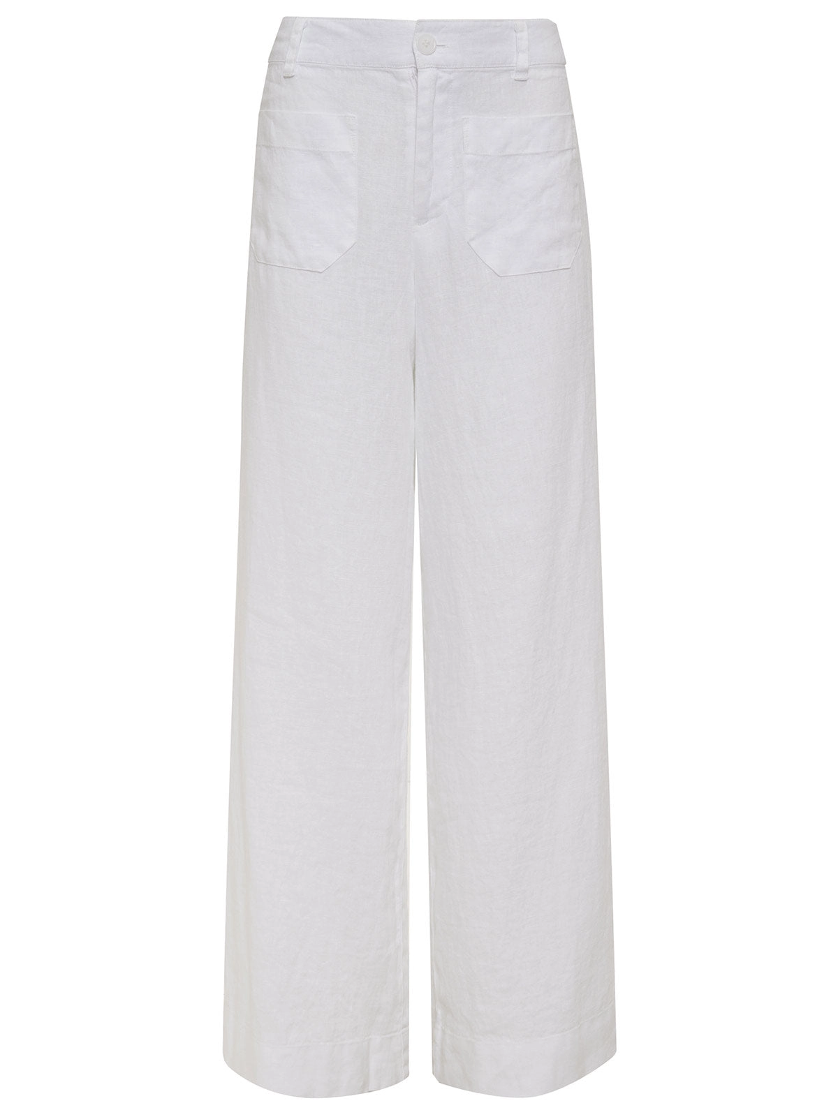 The Linen Marine Wide Leg Semi-High Rise Pant White