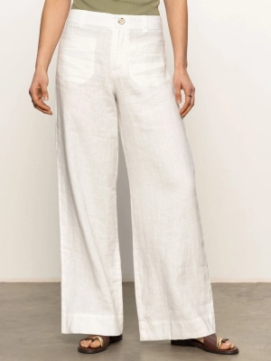 The Linen Marine Wide Leg Semi-High Rise Pant White