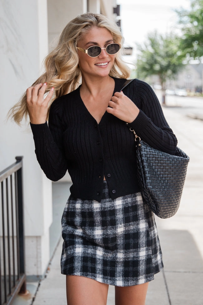 What You Needed Black Ribbed Cardigan FINAL SALE