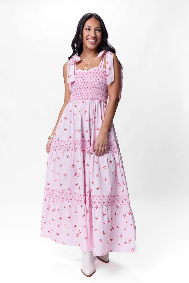 When We Were Young Smocked Pink Print Maxi Dress SALE