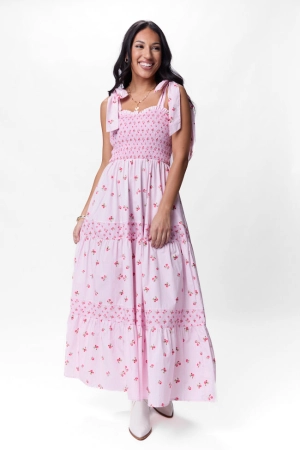 When We Were Young Smocked Pink Print Maxi Dress SALE