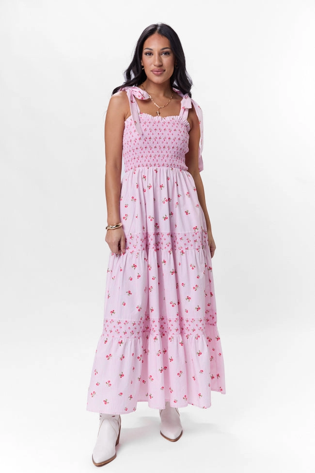 When We Were Young Smocked Pink Print Maxi Dress SALE
