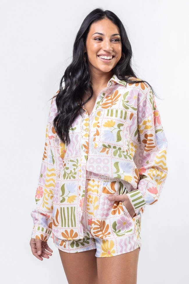 Windswept Wishes Multi Icon Print Top SALE