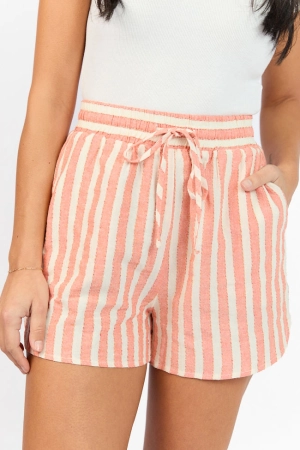 With The Tide Coral Striped Pull On Shorts SALE