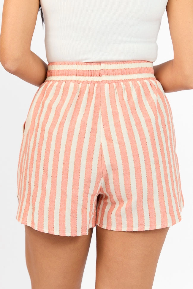 With The Tide Coral Striped Pull On Shorts SALE