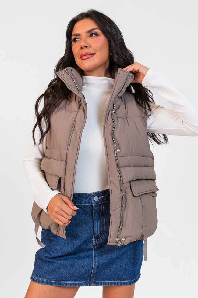 Won Me Over Mushroom Oversized Puffer Vest FINAL SALE