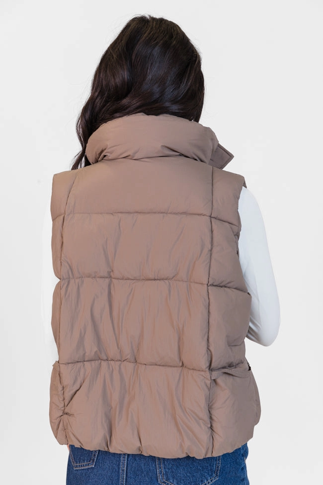 Won Me Over Mushroom Oversized Puffer Vest FINAL SALE