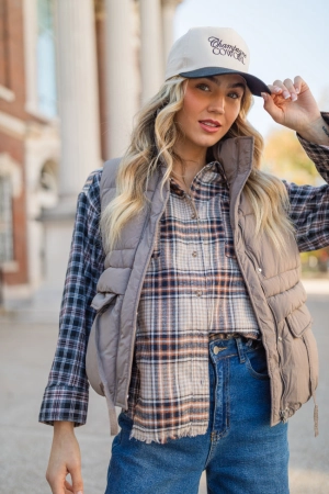 Won Me Over Mushroom Oversized Puffer Vest FINAL SALE