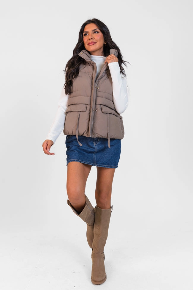 Won Me Over Mushroom Oversized Puffer Vest FINAL SALE