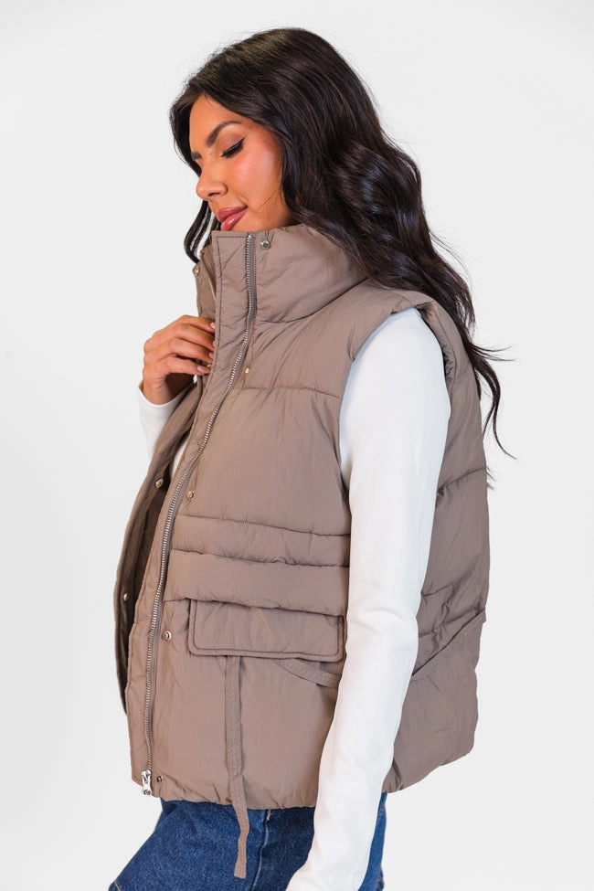 Won Me Over Mushroom Oversized Puffer Vest FINAL SALE