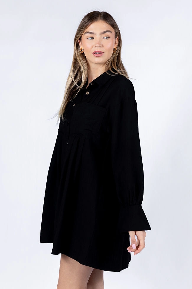 Write This Down Black Button Up Shirt Dress FINAL SALE