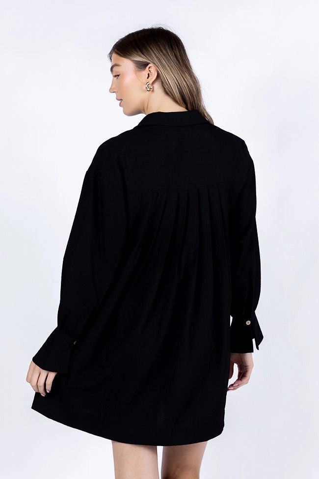 Write This Down Black Button Up Shirt Dress FINAL SALE