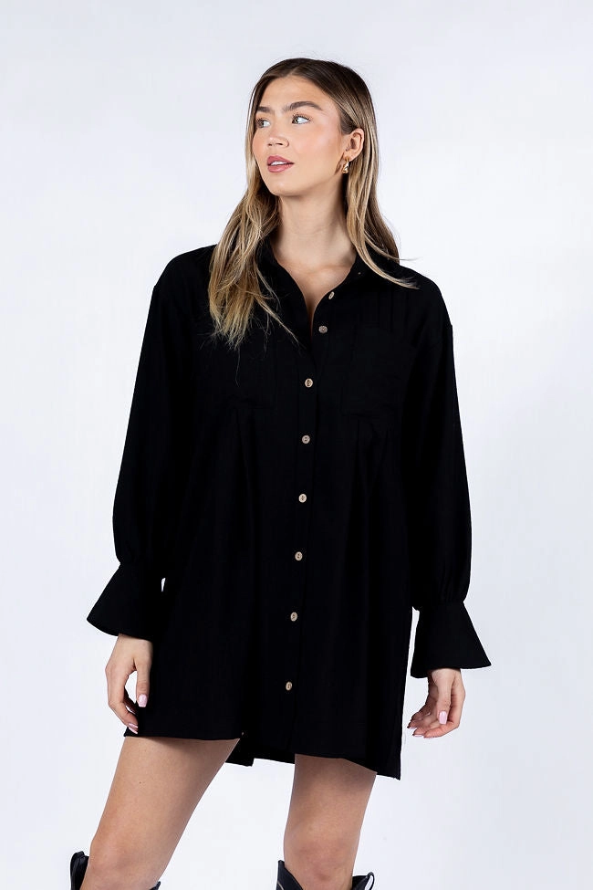 Write This Down Black Button Up Shirt Dress FINAL SALE