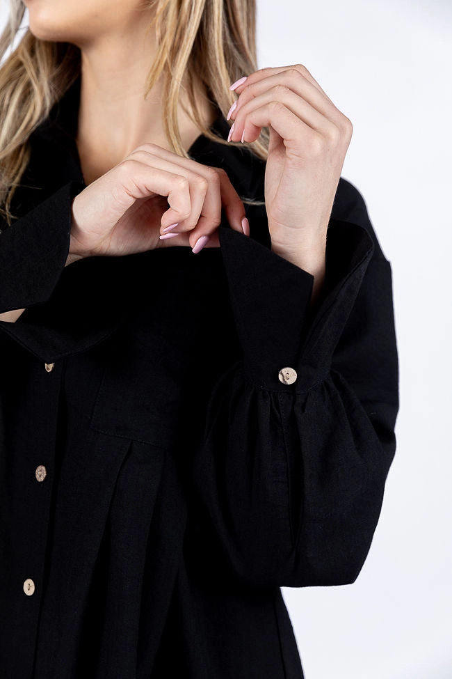 Write This Down Black Button Up Shirt Dress FINAL SALE