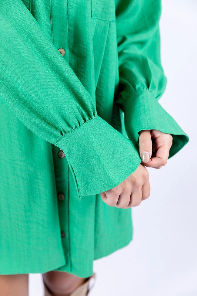 Write This Down Green Button Up Shirt Dress FINAL SALE