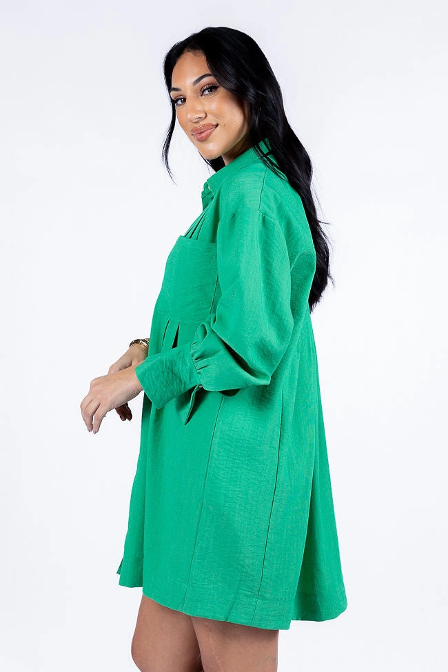 Write This Down Green Button Up Shirt Dress FINAL SALE