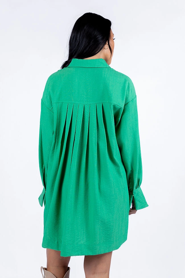 Write This Down Green Button Up Shirt Dress FINAL SALE